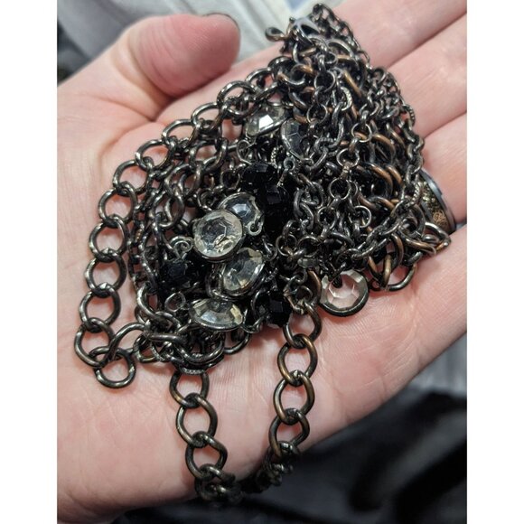 Glam Goth Multilayer Gemmed Chain Necklace - Picture 4 of 5